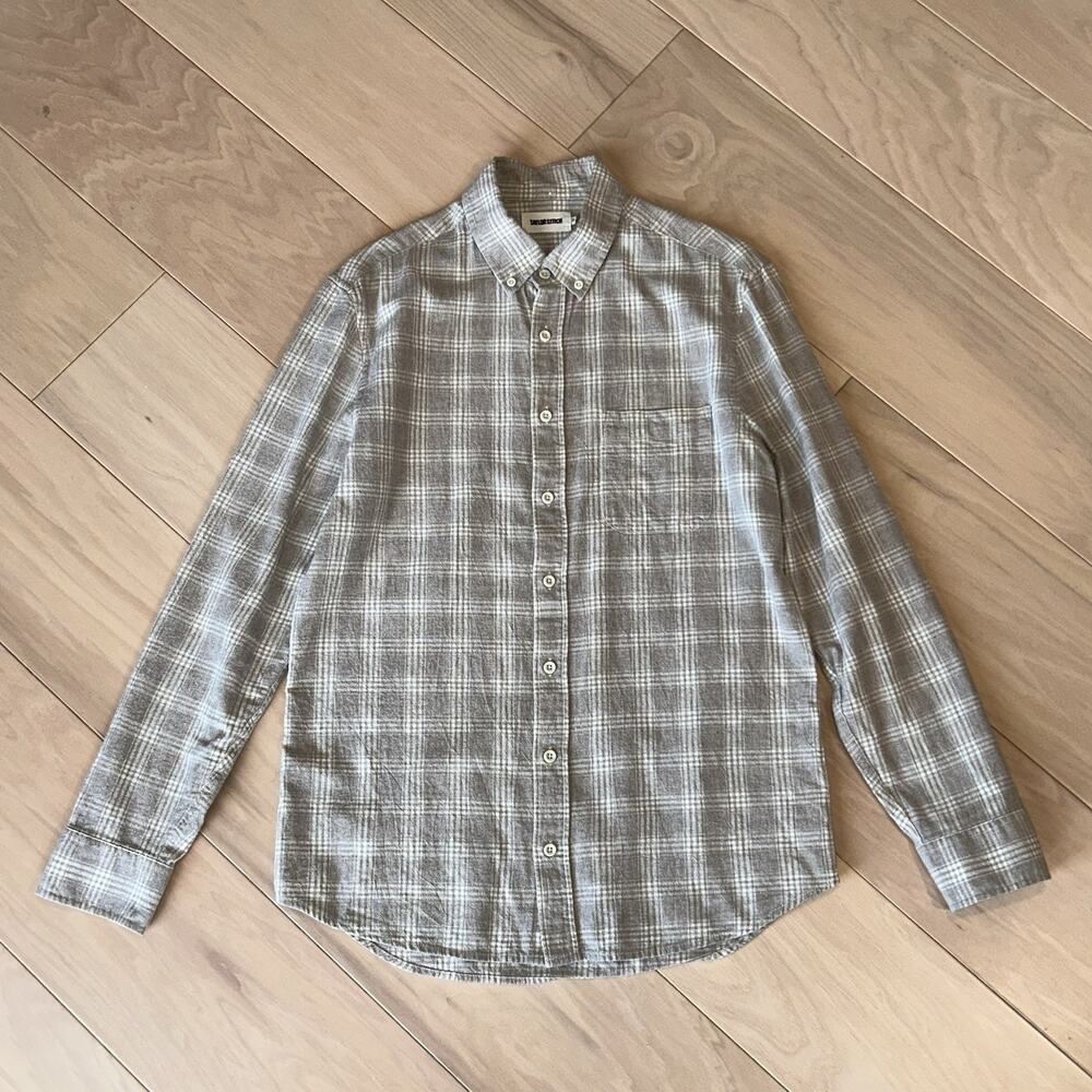 Taylor Stitch The Jack in Heather Flax Plaid Shirt Long Sleeve Men’s 38 Small